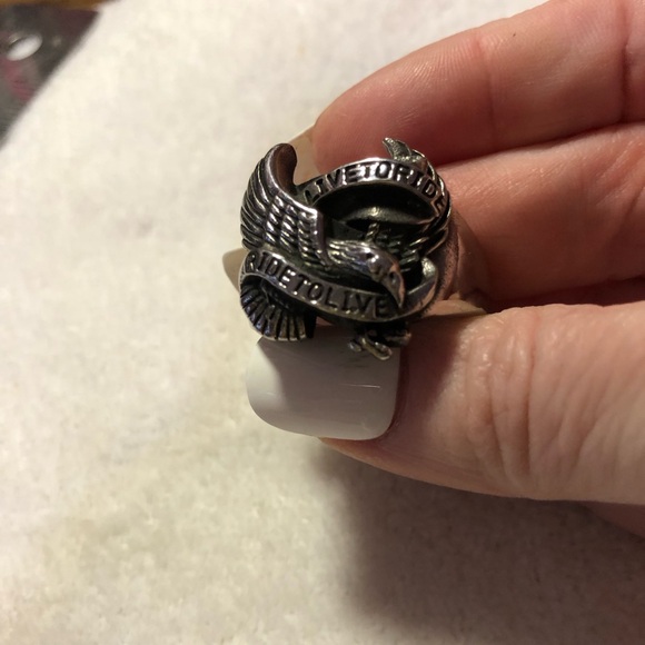 Love to Ride Ride to Live eagle biker stainless steel ring unisex - Picture 5 of 8